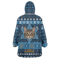 Happy Hanukcat Christmas Design Wearable Blanket Hoodie Xmas Holiday Patterns - Wonder Print Shop
