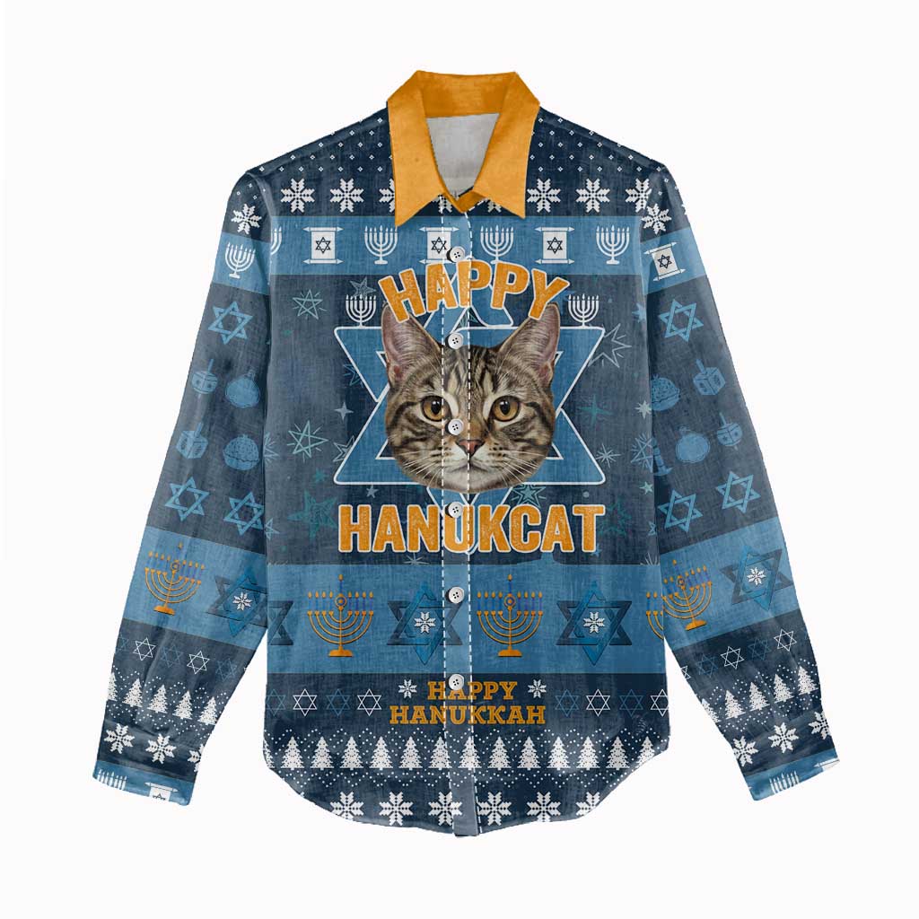 Happy Hanukcat Christmas Design Women Casual Shirt Xmas Holiday Patterns - Wonder Print Shop