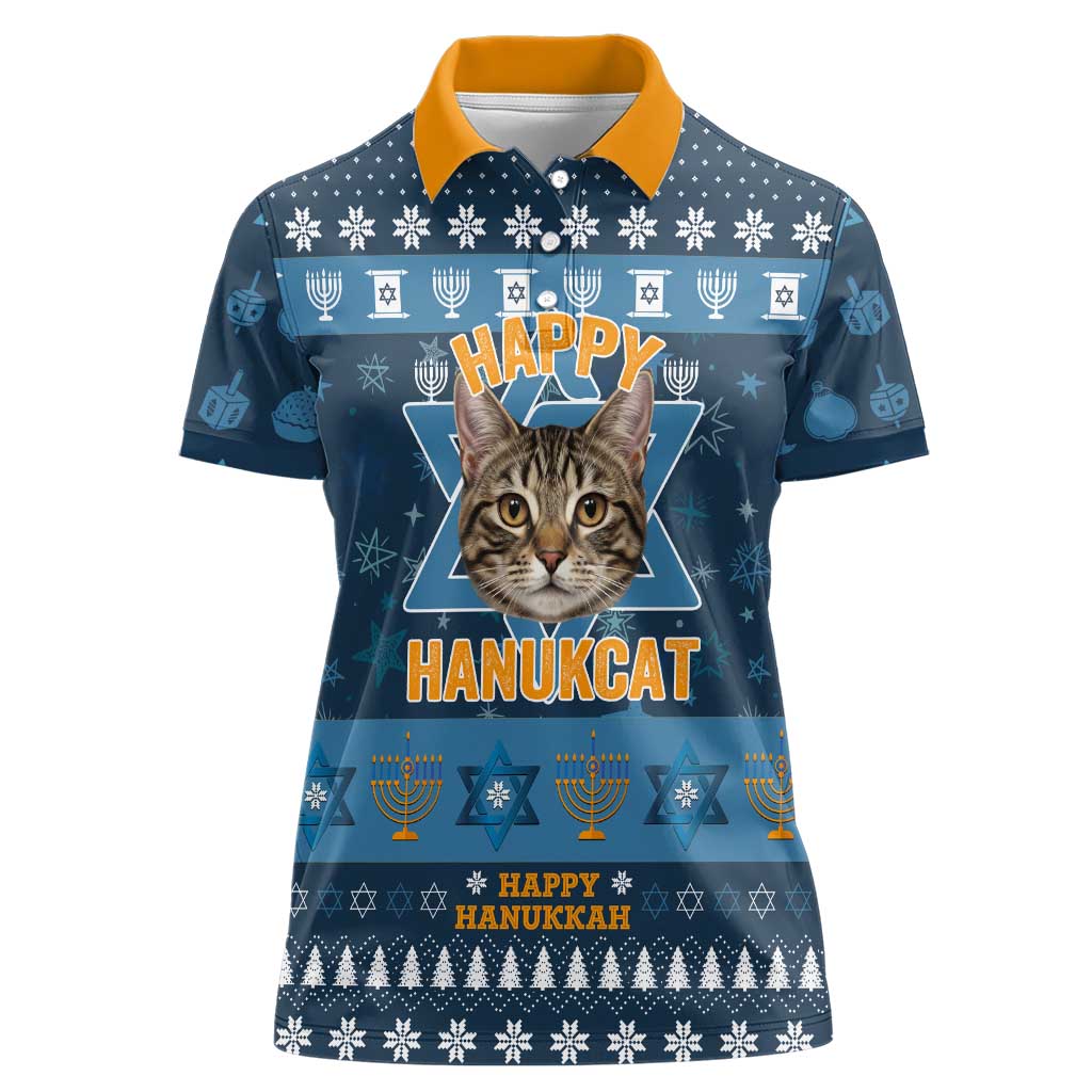 Happy Hanukcat Christmas Design Women Polo Shirt Xmas Holiday Patterns - Wonder Print Shop