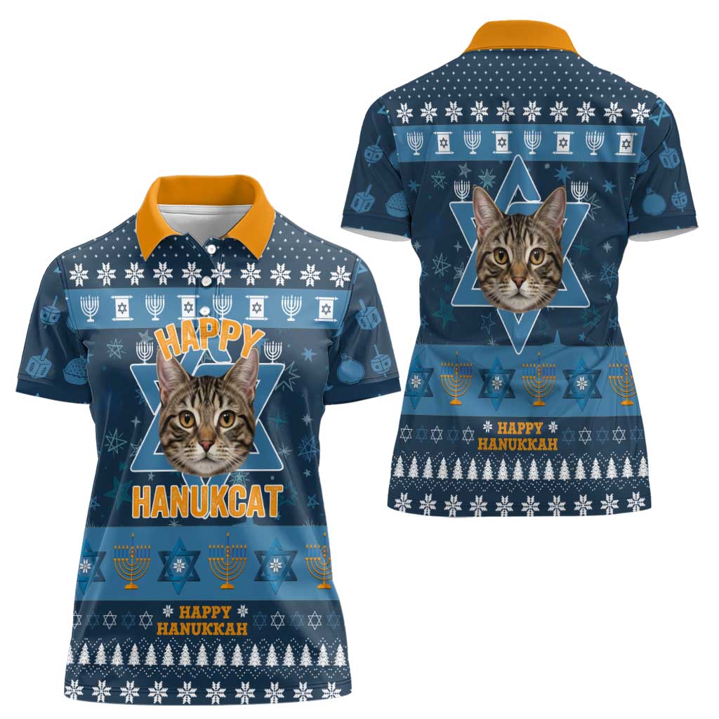 Happy Hanukcat Christmas Design Women Polo Shirt Xmas Holiday Patterns - Wonder Print Shop