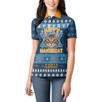 Happy Hanukcat Christmas Design Women Polo Shirt Xmas Holiday Patterns - Wonder Print Shop