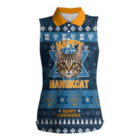 Happy Hanukcat Christmas Design Women Sleeveless Polo Shirt Xmas Holiday Patterns - Wonder Print Shop