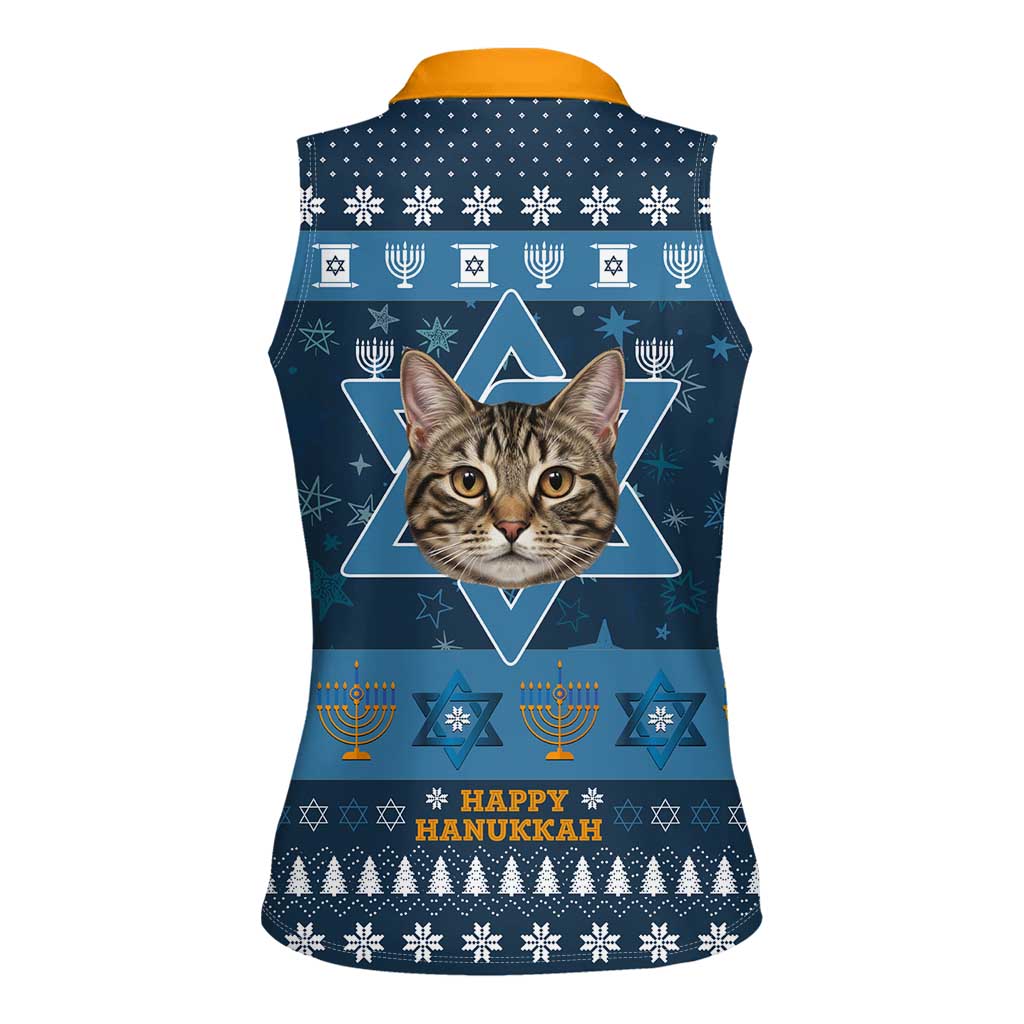 Happy Hanukcat Christmas Design Women Sleeveless Polo Shirt Xmas Holiday Patterns - Wonder Print Shop