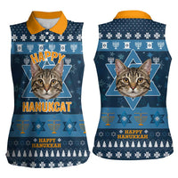 Happy Hanukcat Christmas Design Women Sleeveless Polo Shirt Xmas Holiday Patterns - Wonder Print Shop