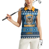 Happy Hanukcat Christmas Design Women Sleeveless Polo Shirt Xmas Holiday Patterns - Wonder Print Shop