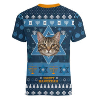 Happy Hanukcat Christmas Design Women V-Neck T-Shirt Xmas Holiday Patterns - Wonder Print Shop