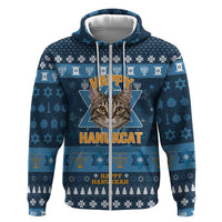 Happy Hanukcat Christmas Design Zip Hoodie Xmas Holiday Patterns - Wonder Print Shop