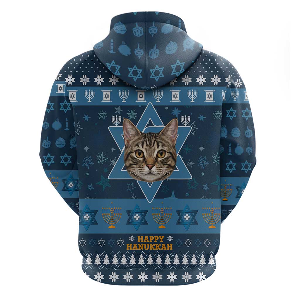 Happy Hanukcat Christmas Design Zip Hoodie Xmas Holiday Patterns - Wonder Print Shop