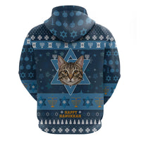 Happy Hanukcat Christmas Design Zip Hoodie Xmas Holiday Patterns - Wonder Print Shop