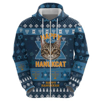 Happy Hanukcat Christmas Design Zip Hoodie Xmas Holiday Patterns - Wonder Print Shop