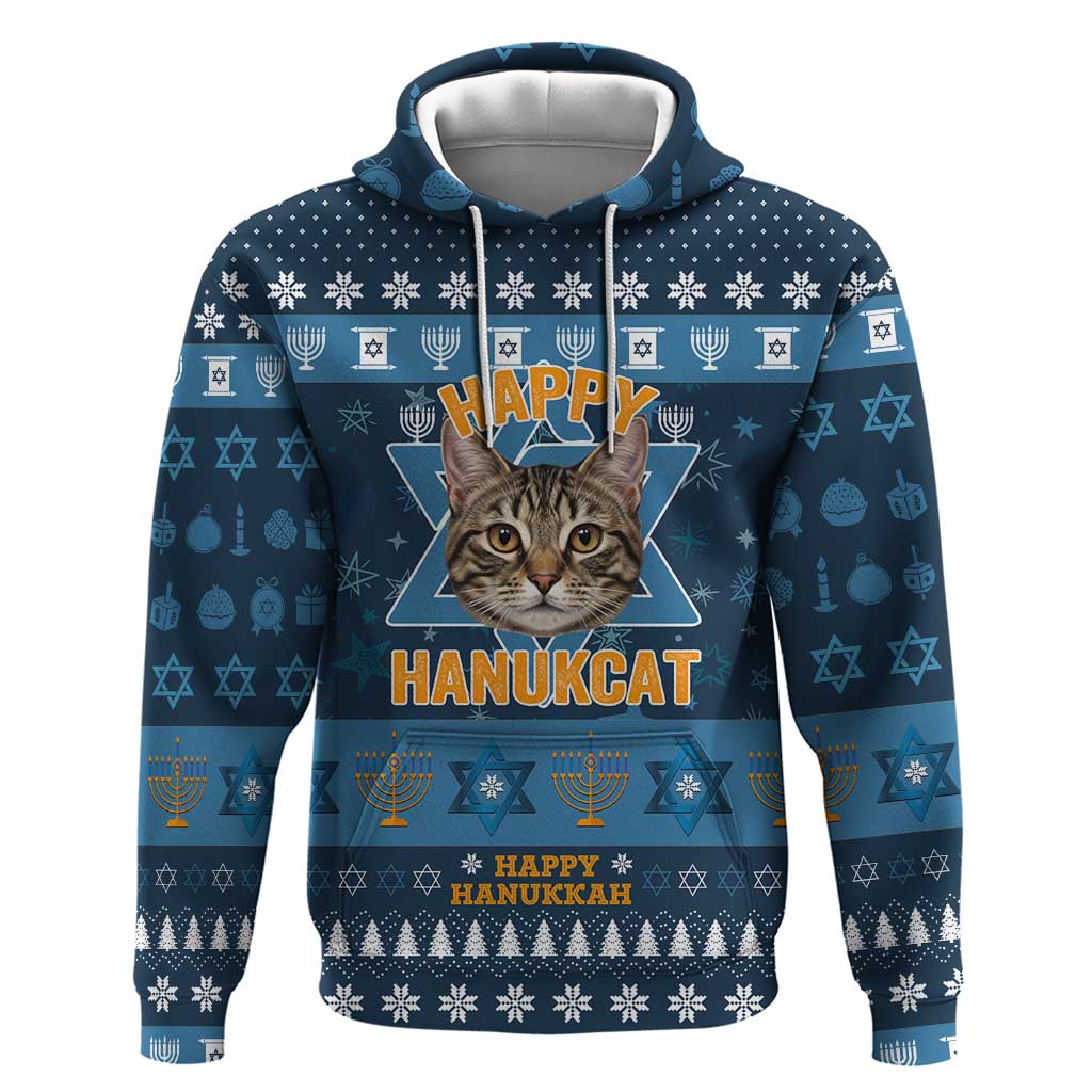 Happy Hanukcat Christmas Design Zip Hoodie Xmas Holiday Patterns - Wonder Print Shop