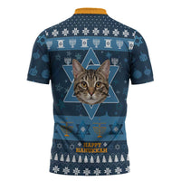 Happy Hanukcat Christmas Design Zipper Polo Shirt Xmas Holiday Patterns - Wonder Print Shop