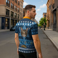 Happy Hanukcat Christmas Design Zipper Polo Shirt Xmas Holiday Patterns - Wonder Print Shop