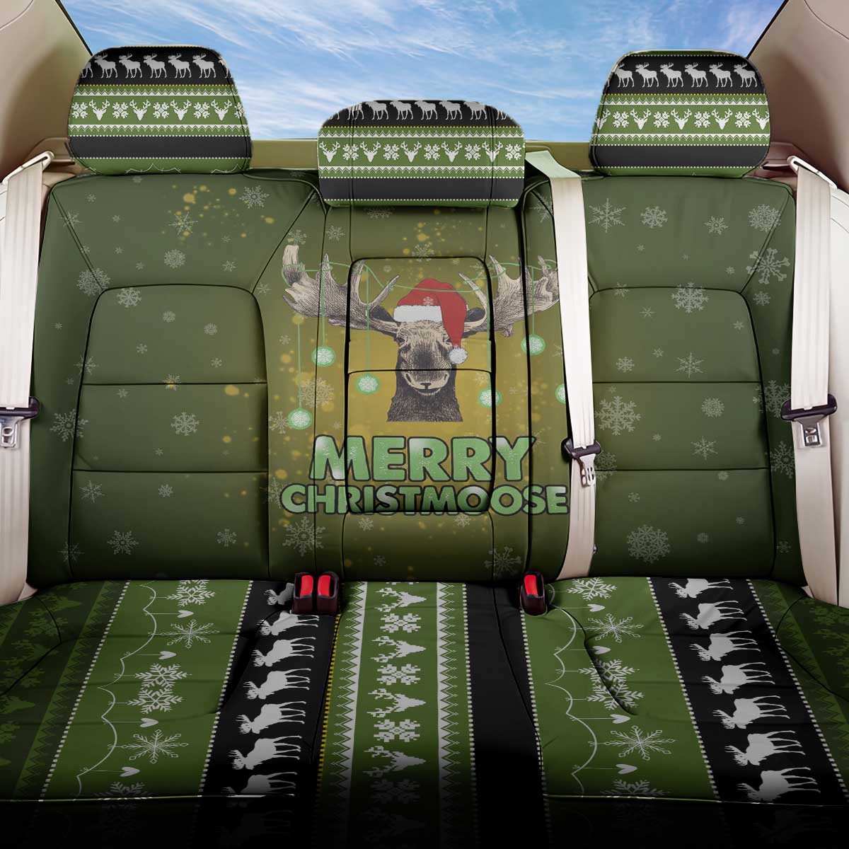 Merry ChristMoose Christmas Back Car Seat Cover Xmas Holiday Patterns - Wonder Print Shop