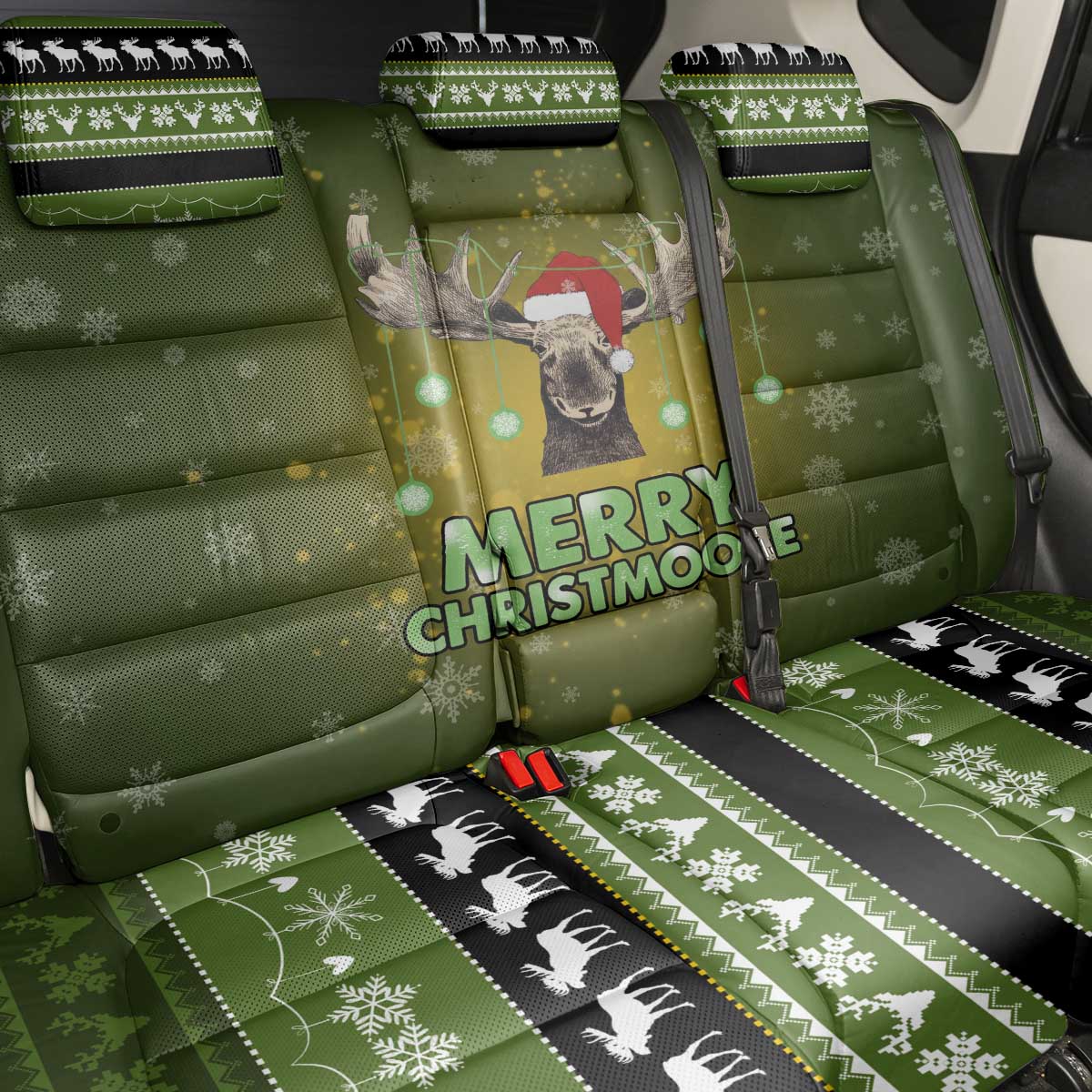 Merry ChristMoose Christmas Back Car Seat Cover Xmas Holiday Patterns - Wonder Print Shop