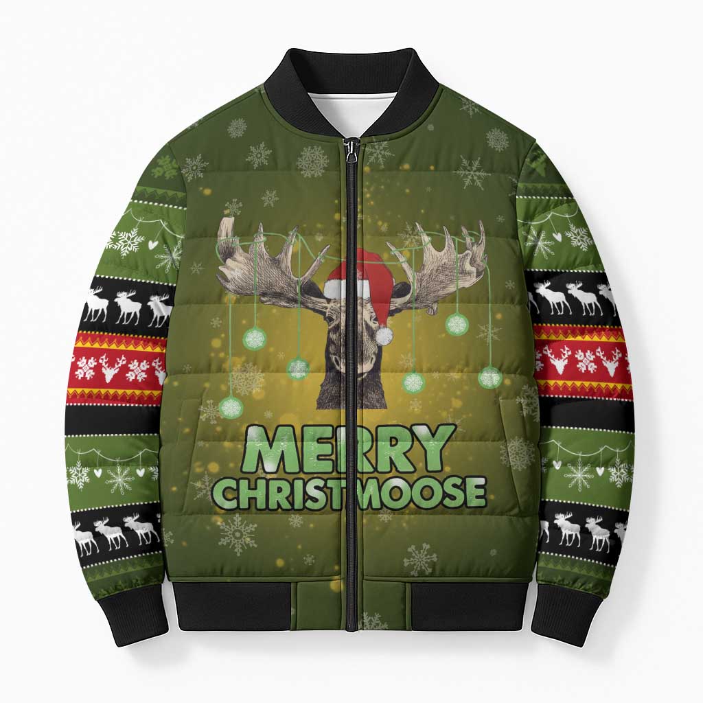 Merry ChristMoose Christmas Bomber Puffer Jacket Xmas Holiday Patterns - Wonder Print Shop