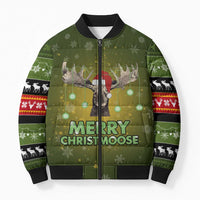 Merry ChristMoose Christmas Bomber Puffer Jacket Xmas Holiday Patterns - Wonder Print Shop
