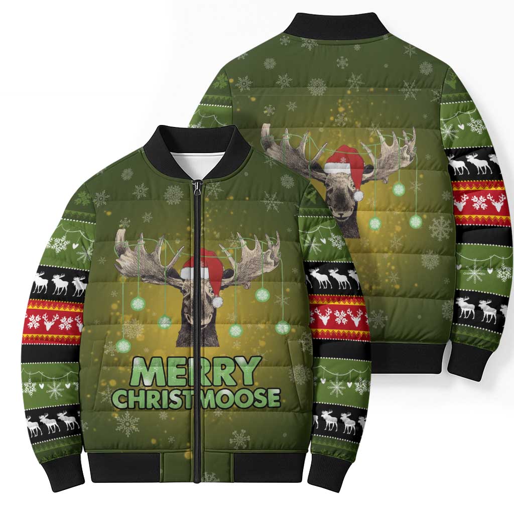Merry ChristMoose Christmas Bomber Puffer Jacket Xmas Holiday Patterns - Wonder Print Shop