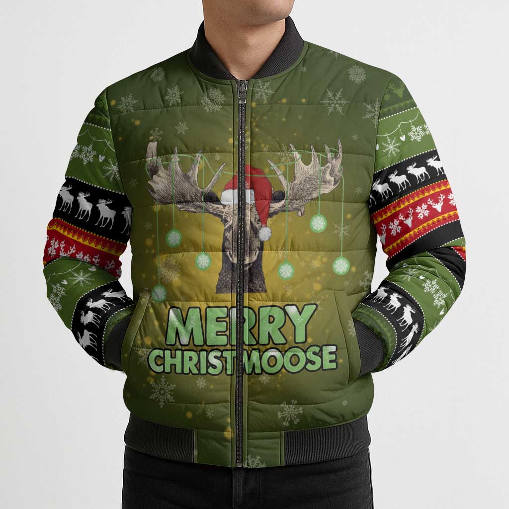 Merry ChristMoose Christmas Bomber Puffer Jacket Xmas Holiday Patterns - Wonder Print Shop