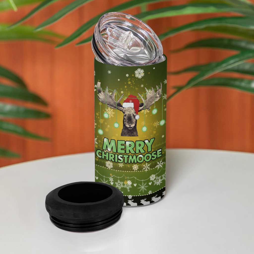 Merry ChristMoose Christmas 4 in 1 Can Cooler Tumbler Xmas Holiday Patterns - Wonder Print Shop