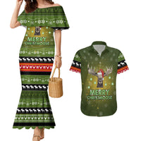 Merry ChristMoose Christmas Couples Matching Mermaid Dress and Hawaiian Shirt Xmas Holiday Patterns - Wonder Print Shop