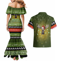 Merry ChristMoose Christmas Couples Matching Mermaid Dress and Hawaiian Shirt Xmas Holiday Patterns - Wonder Print Shop
