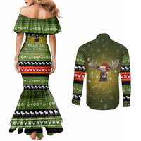 Merry ChristMoose Christmas Couples Matching Mermaid Dress and Long Sleeve Button Shirt Xmas Holiday Patterns - Wonder Print Shop