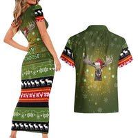 Merry ChristMoose Christmas Couples Matching Short Sleeve Bodycon Dress and Hawaiian Shirt Xmas Holiday Patterns - Wonder Print Shop
