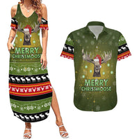 Merry ChristMoose Christmas Couples Matching Summer Maxi Dress and Hawaiian Shirt Xmas Holiday Patterns - Wonder Print Shop