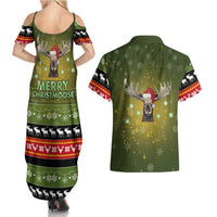 Merry ChristMoose Christmas Couples Matching Summer Maxi Dress and Hawaiian Shirt Xmas Holiday Patterns - Wonder Print Shop
