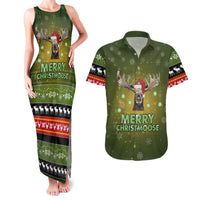 Merry ChristMoose Christmas Couples Matching Tank Maxi Dress and Hawaiian Shirt Xmas Holiday Patterns - Wonder Print Shop