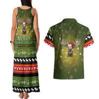 Merry ChristMoose Christmas Couples Matching Tank Maxi Dress and Hawaiian Shirt Xmas Holiday Patterns - Wonder Print Shop