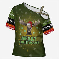 Merry ChristMoose Christmas Cross Shoulder Shirt Xmas Holiday Patterns - Wonder Print Shop