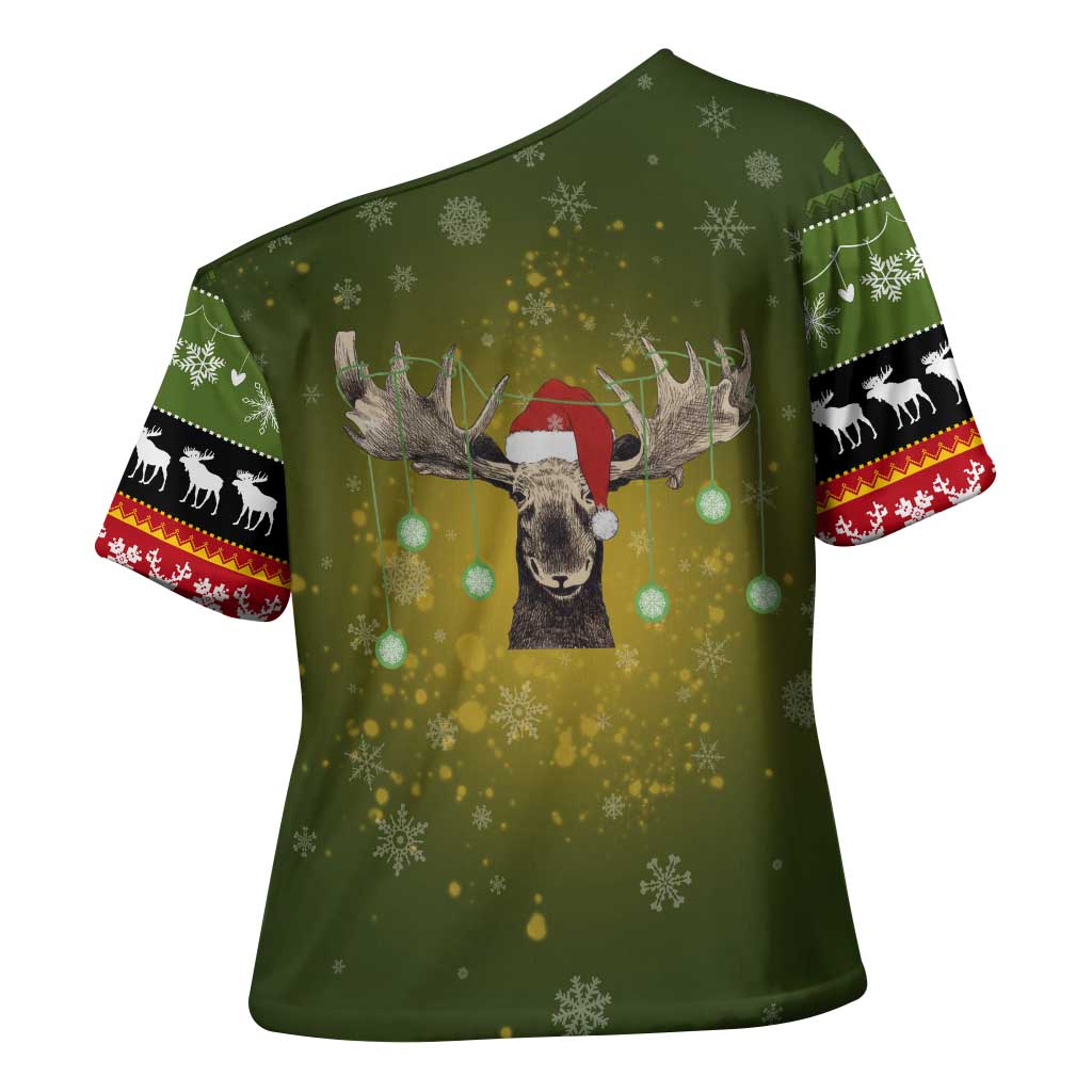 Merry ChristMoose Christmas Cross Shoulder Shirt Xmas Holiday Patterns - Wonder Print Shop