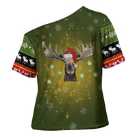 Merry ChristMoose Christmas Cross Shoulder Shirt Xmas Holiday Patterns - Wonder Print Shop