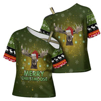 Merry ChristMoose Christmas Cross Shoulder Shirt Xmas Holiday Patterns - Wonder Print Shop