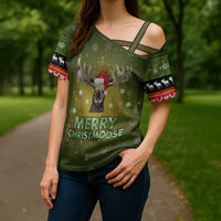 Merry ChristMoose Christmas Cross Shoulder Shirt Xmas Holiday Patterns - Wonder Print Shop