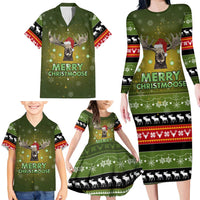 Merry ChristMoose Christmas Family Matching Long Sleeve Bodycon Dress and Hawaiian Shirt Xmas Holiday Patterns - Wonder Print Shop