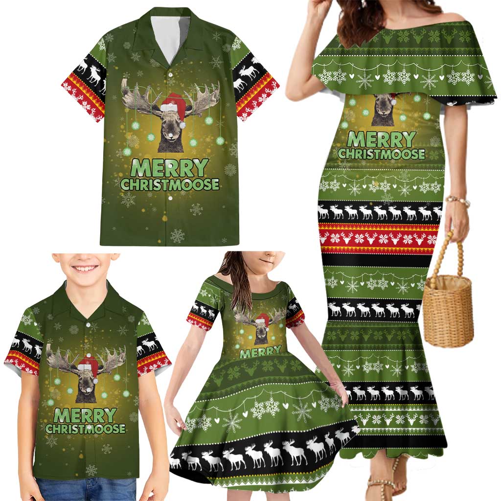 Merry ChristMoose Christmas Family Matching Mermaid Dress and Hawaiian Shirt Xmas Holiday Patterns - Wonder Print Shop