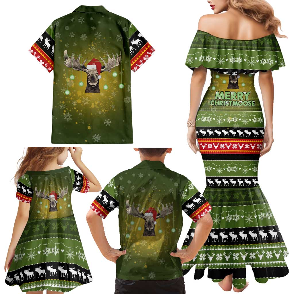 Merry ChristMoose Christmas Family Matching Mermaid Dress and Hawaiian Shirt Xmas Holiday Patterns - Wonder Print Shop