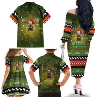 Merry ChristMoose Christmas Family Matching Off The Shoulder Long Sleeve Dress and Hawaiian Shirt Xmas Holiday Patterns - Wonder Print Shop