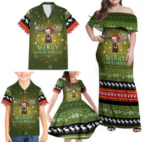 Merry ChristMoose Christmas Family Matching Off Shoulder Maxi Dress and Hawaiian Shirt Xmas Holiday Patterns - Wonder Print Shop