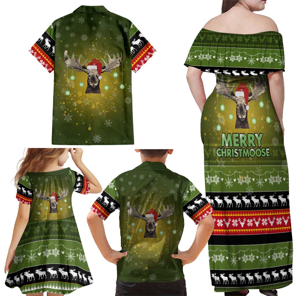 Merry ChristMoose Christmas Family Matching Off Shoulder Maxi Dress and Hawaiian Shirt Xmas Holiday Patterns - Wonder Print Shop