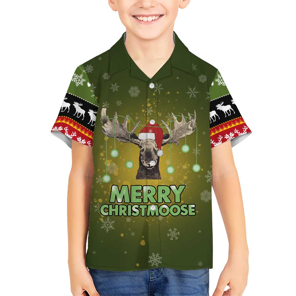 Merry ChristMoose Christmas Family Matching Off Shoulder Maxi Dress and Hawaiian Shirt Xmas Holiday Patterns - Wonder Print Shop