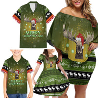 Merry ChristMoose Christmas Family Matching Off Shoulder Short Dress and Hawaiian Shirt Xmas Holiday Patterns - Wonder Print Shop