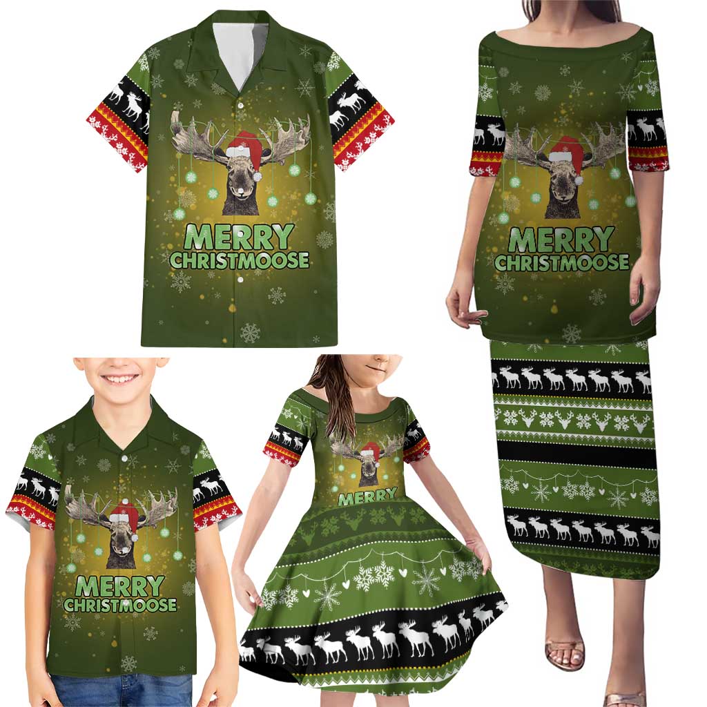 Merry ChristMoose Christmas Family Matching Puletasi and Hawaiian Shirt Xmas Holiday Patterns - Wonder Print Shop