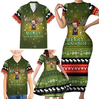 Merry ChristMoose Christmas Family Matching Short Sleeve Bodycon Dress and Hawaiian Shirt Xmas Holiday Patterns - Wonder Print Shop