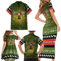Merry ChristMoose Christmas Family Matching Short Sleeve Bodycon Dress and Hawaiian Shirt Xmas Holiday Patterns - Wonder Print Shop