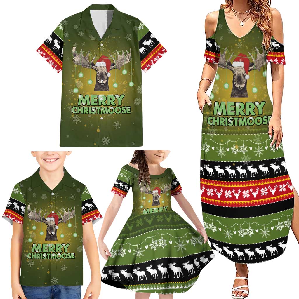 Merry ChristMoose Christmas Family Matching Summer Maxi Dress and Hawaiian Shirt Xmas Holiday Patterns - Wonder Print Shop