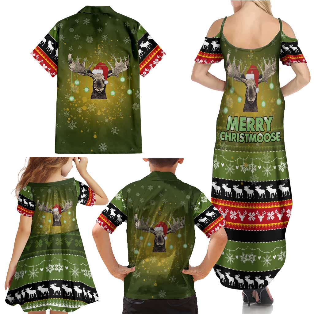 Merry ChristMoose Christmas Family Matching Summer Maxi Dress and Hawaiian Shirt Xmas Holiday Patterns - Wonder Print Shop